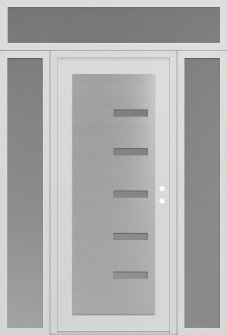 Diamond C8 68" x 96" white/white frosted Glass Panel stainless steel LHI with 2 Sidelites and Transom frosted Glass