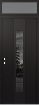 DIAMOND A1 36" X 96" BLACK/BLACK MIRRORED GLASS PANEL BLACK RHI WITH TRANSOM FROSTED GLASS