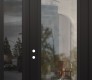 Modern Steel Front Door Diamond C1 50" x 96" black/black clear Glass Panel black RHI with Sidelite and Transom mirrored Glass