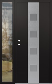 DIAMOND A12 48" X 80" BLACK/WHITE FROSTED GLASS PANEL STAINLESS STEEL RHI WITH SIDELITE CLEAR GLASS