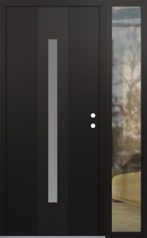 DIAMOND A2 50" X 80" BLACK/WHITE FROSTED GLASS PANEL BLACK LHI WITH SIDELITE CLEAR GLASS