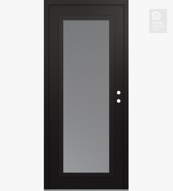 Modern Steel Front Door Diamond C1 36" x 80" black/white frosted Glass Panel black LHI