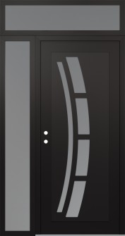 Diamond C12 48" x 96" black/white frosted Glass Panel black RHI with Sidelite and Transom frosted Glass