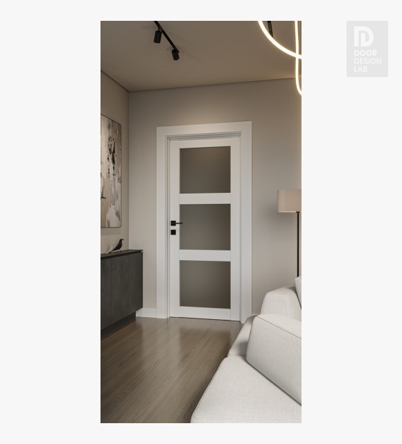 Palladio 3 Lite Vetro Bianco Noble Modern Interior Door by Belldinni