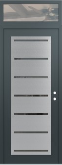 Diamond C11 36" x 96" anthracite/anthracite mirrored Glass Panel stainless steel LHI with Transom clear Glass