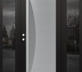 Modern Steel Front Door Diamond C13 68" x 80" black/white frosted Glass Panel stainless steel RHI with 2 Sidelites mirrored Glass