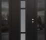 Modern Steel Front Door DIAMOND A9 60" X 80" BLACK/WHITE FROSTED GLASS PANEL BLACK LHI WITH 2 SIDELITES MIRRORED GLASS