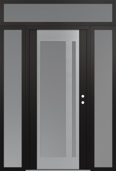 Diamond C15 64" x 96" black/white frosted Glass Panel stainless steel LHI with 2 Sidelites and Transom frosted Glass