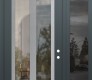 Modern Steel Front Door Diamond C14 48" x 96" anthracite/anthracite clear Glass Panel stainless steel LHI with Sidelite and Transom mirrored Glass