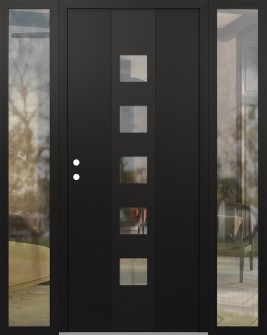 DIAMOND A13 60" X 80" BLACK/BLACK CLEAR GLASS PANEL BLACK RHI WITH 2 SIDELITES CLEAR GLASS