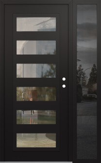 Diamond C9 50" x 80" black/black clear Glass Panel black LHI with Sidelite mirrored Glass