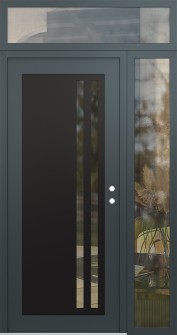 Diamond C6 48" x 96" anthracite/anthracite clear Glass Panel black LHI with Sidelite and Transom clear Glass