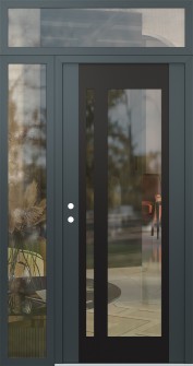 Diamond C15 48" x 96" anthracite/anthracite clear Glass Panel black RHI with Sidelite and Transom clear Glass