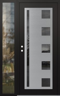 Diamond C3 50" x 80" black/black mirrored Glass Panel stainless steel RHI with Sidelite clear Glass
