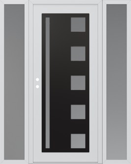 Diamond C3 68" x 80" white/white frosted Glass Panel black RHI with 2 Sidelites frosted Glass