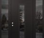 Modern Steel Front Door DIAMOND A11 64" X 96" BLACK/BLACK MIRRORED GLASS PANEL BLACK RHI WITH 2 SIDELITES AND TRANSOM MIRRORED GLASS