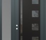 Modern Steel Front Door Diamond C3 52" x 96" anthracite/anthracite mirrored Glass Panel black RHI with Sidelite and Transom frosted Glass