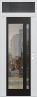 Diamond C15 36" x 96" white/white clear Glass Panel black LHI with Transom mirrored Glass