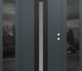 Modern Steel Front Door DIAMOND A2 64" X 80" ANTHRACITE/ANTHRACITE FROSTED GLASS PANEL BLACK LHI WITH 2 SIDELITES MIRRORED GLASS
