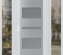 Modern Steel Front Door Diamond C10 64" x 80" white/white frosted Glass Panel stainless steel RHI with 2 Sidelites clear Glass