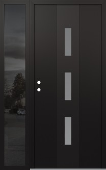 DIAMOND A7 50" X 80" BLACK/WHITE FROSTED GLASS PANEL BLACK RHI WITH SIDELITE MIRRORED GLASS