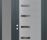 Modern Steel Front Door Diamond C8 48" x 96" anthracite/anthracite clear Glass Panel stainless steel RHI with Sidelite and Transom frosted Glass