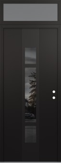 DIAMOND A9 36" X 96" BLACK/BLACK MIRRORED GLASS PANEL BLACK LHI WITH TRANSOM FROSTED GLASS