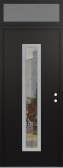 DIAMOND A11 36" X 96" BLACK/BLACK CLEAR GLASS PANEL STAINLESS STEEL LHI WITH TRANSOM FROSTED GLASS
