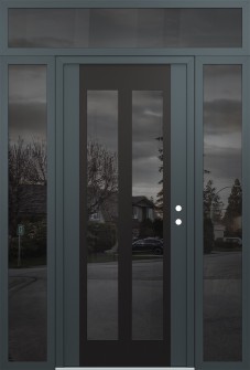 Diamond C14 60" x 96" anthracite/anthracite mirrored Glass Panel black LHI with 2 Sidelites and Transom mirrored Glass