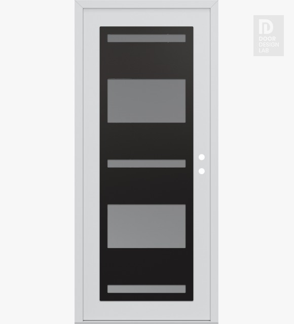 Modern Steel Front Door Diamond C10 36" x 80" white/white frosted Glass Panel black LHI