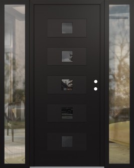 Diamond D8 68" x 80" black/black Mirrored Glass Panel black LHI with 2 Sidelites clear Glass