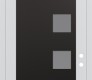 Modern Steel Front Door Diamond C5 36" x 96" white/white frosted Glass Panel black LHI with Transom frosted Glass