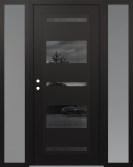 Diamond C10 68" x 80" black/black mirrored Glass Panel black RHI with 2 Sidelites frosted Glass