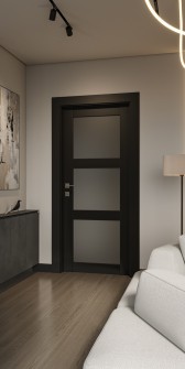 Avon 3 Lite Vetro Black Matte Single Doors