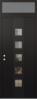 DIAMOND A13 36" X 96" BLACK/BLACK CLEAR GLASS PANEL BLACK RHI WITH TRANSOM FROSTED GLASS
