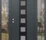 Modern Steel Front Door DIAMOND A13 68" X 80" ANTHRACITE/ANTHRACITE FROSTED GLASS PANEL BLACK RHI WITH 2 SIDELITES CLEAR GLASS