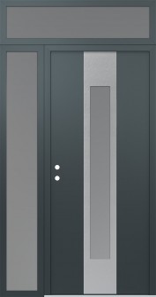 DIAMOND A1 48" X 96" ANTHRACITE/ANTHRACITE FROSTED GLASS PANEL STAINLESS STEEL RHI WITH SIDELITE AND TRANSOM FROSTED GLASS