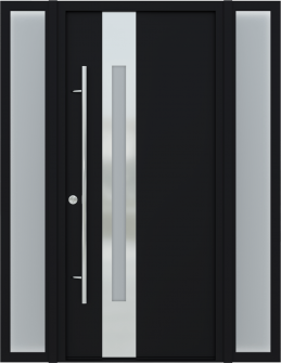 MODERN FRONT STEEL DOOR WITH SIDELITES ZEPHYR BLACK/WHITE 61 1/16" X 81 11/16" RHI
