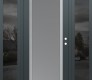 Modern Steel Front Door Diamond C1 64" x 80" anthracite/anthracite frosted Glass Panel stainless steel LHI with 2 Sidelites mirrored Glass