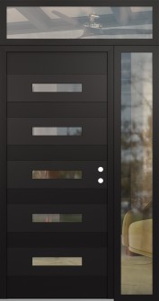 Diamond D9 48" x 96" black/black clear Glass Panel black LHI with Sidelite and Transom clear Glass