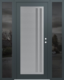 Diamond C6 68" x 80" anthracite/anthracite frosted Glass Panel stainless steel LHI with 2 Sidelites mirrored Glass