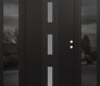 Modern Steel Front Door DIAMOND A7 64" X 80" BLACK/WHITE FROSTED GLASS PANEL BLACK LHI WITH 2 SIDELITES MIRRORED GLASS