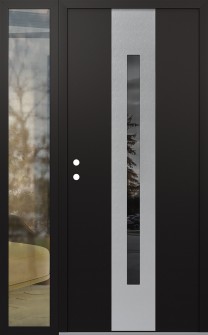 DIAMOND A2 48" X 80" BLACK/BLACK MIRRORED GLASS PANEL STAINLESS STEEL RHI WITH SIDELITE CLEAR GLASS