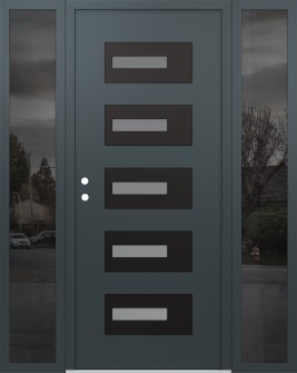 Diamond D6 64" x 80" anthracite/anthracite frosted Glass Panel black RHI with 2 Sidelites mirrored Glass