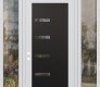 Modern Steel Front Door Diamond C8 68" x 96" white/white clear Glass Panel black RHI with 2 Sidelites and Transom clear Glass