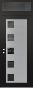 Diamond C5 36" x 96" black/black mirrored Glass Panel stainless steel RHI with Transom mirrored Glass