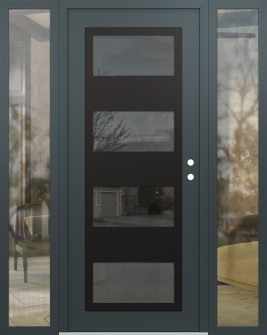 Diamond C2 60" x 80" anthracite/anthracite mirrored Glass Panel black LHI with 2 Sidelites clear Glass