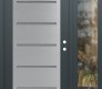 Modern Steel Front Door Diamond C11 48" x 80" anthracite/anthracite frosted Glass Panel stainless steel LHI with Sidelite clear Glass