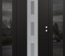 Modern Steel Front Door DIAMOND A7 68" X 80" BLACK/WHITE FROSTED GLASS PANEL STAINLESS STEEL LHI WITH 2 SIDELITES MIRRORED GLASS