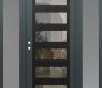 Modern Steel Front Door Diamond C9 68" x 80" anthracite/anthracite clear Glass Panel black RHI with 2 Sidelites frosted Glass